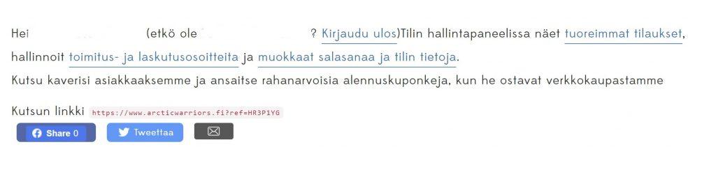 Ohje: Löydät antaitsemasi kupongit omista tiedoistasi.